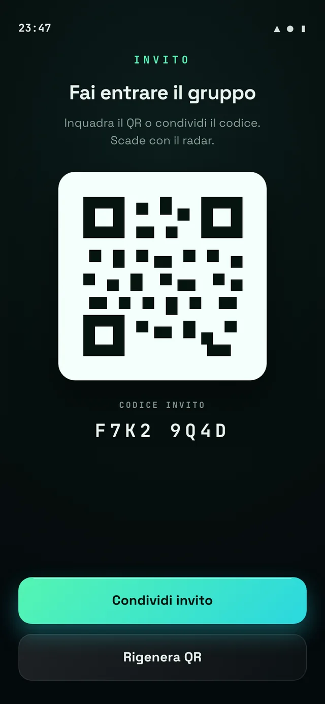 Feuille d’invitation avec QR et code court
